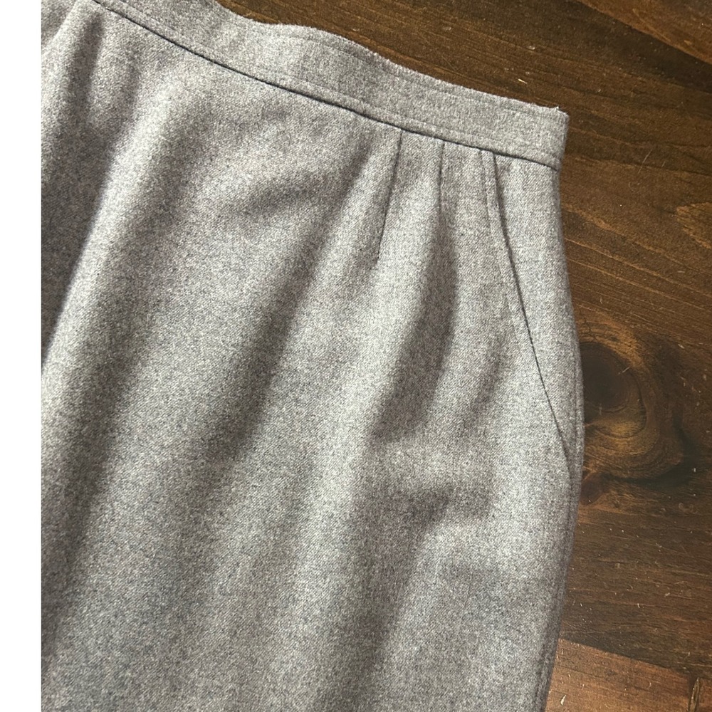 Vintage Women Wool Evan Picone Gray Knee Length Skirt Pockets Size 6 Made in USA - Picture 2 of 10